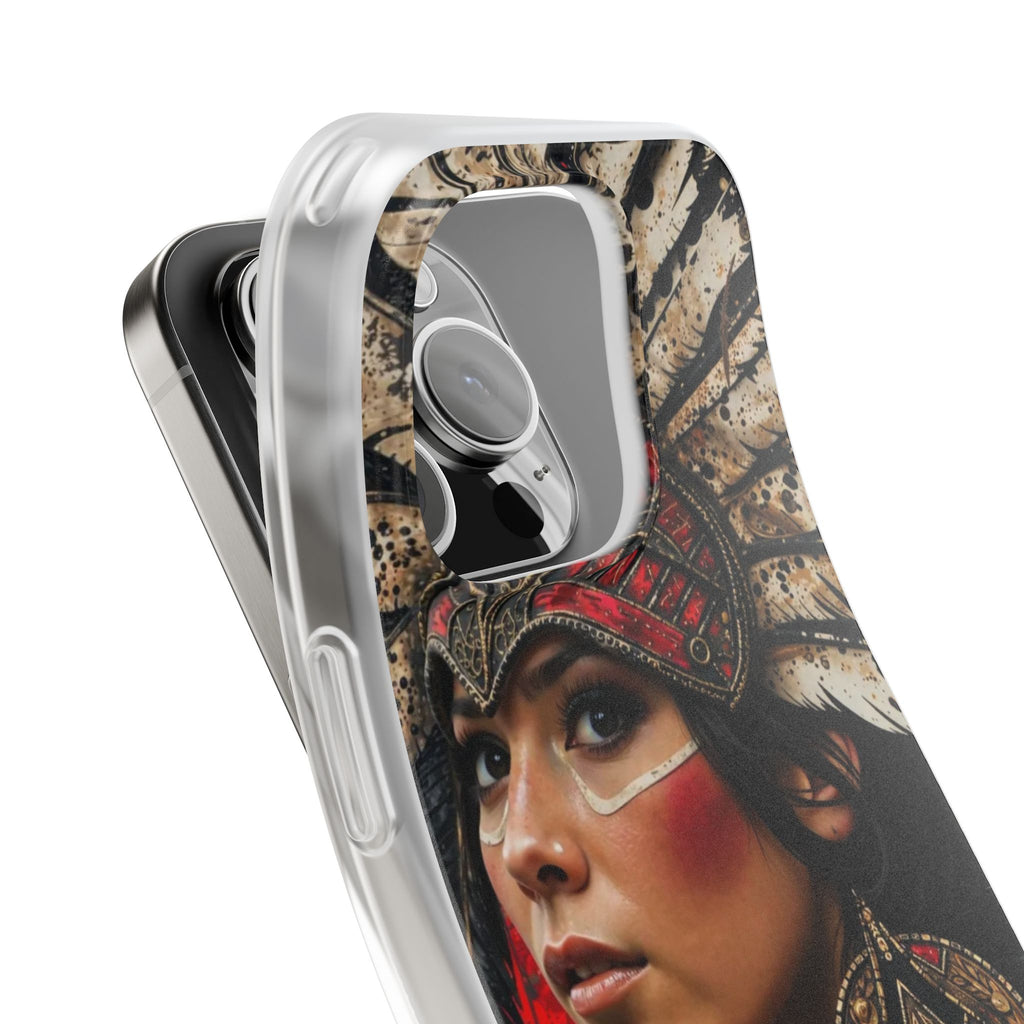 Aztec Moon Goddess – Flexi Phone Case (iPhone & Samsung • Clear TPU • Made in USA • Personalized Option)