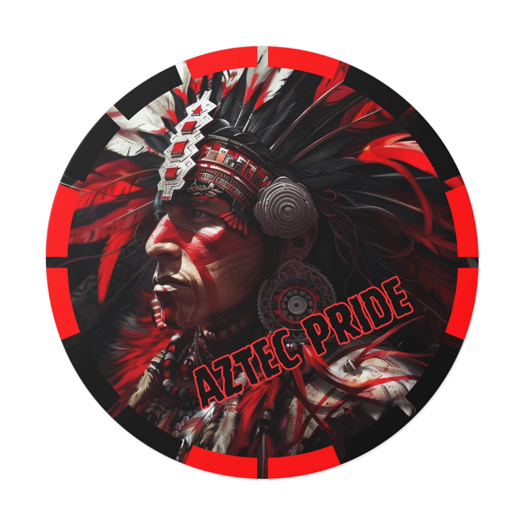 Aztec Loyal Warrior Round Vinyl Sticker - Waterproof Matte Decal (2"-6")