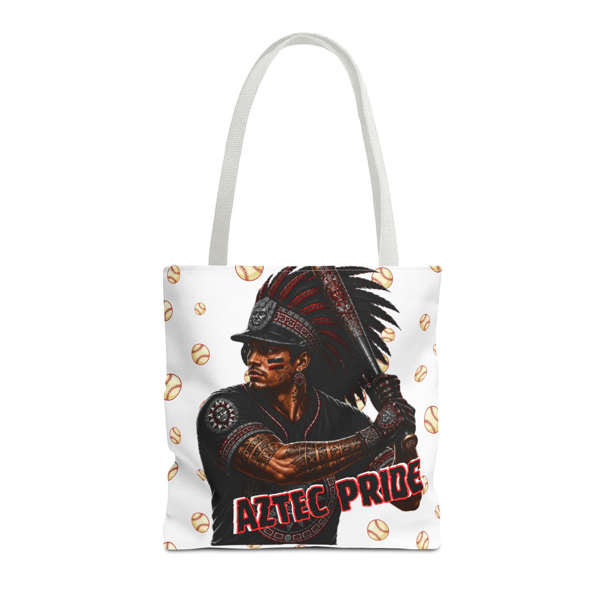 Aztec Baseball Warrior Tote Bag | Aztec-Inspired AI Art • Made & Shipped in the USA • 🚚 FREE USA Shipping • FREE Personalization