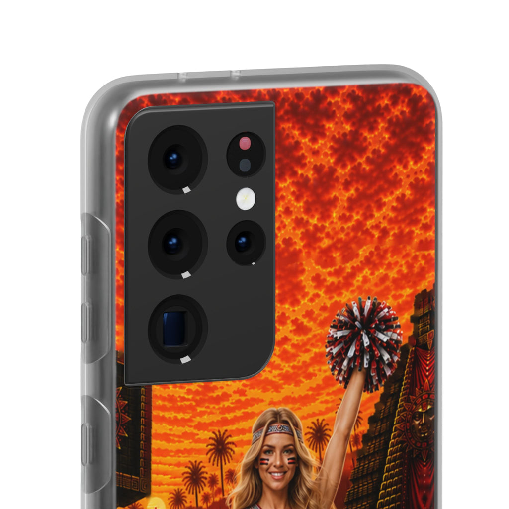 Aztec Cheerleader Warrior – Flexi Phone Case (iPhone & Samsung • Clear TPU • Made & Shipped in the USA • 🚚 FREE USA Shipping • Personalized Option)