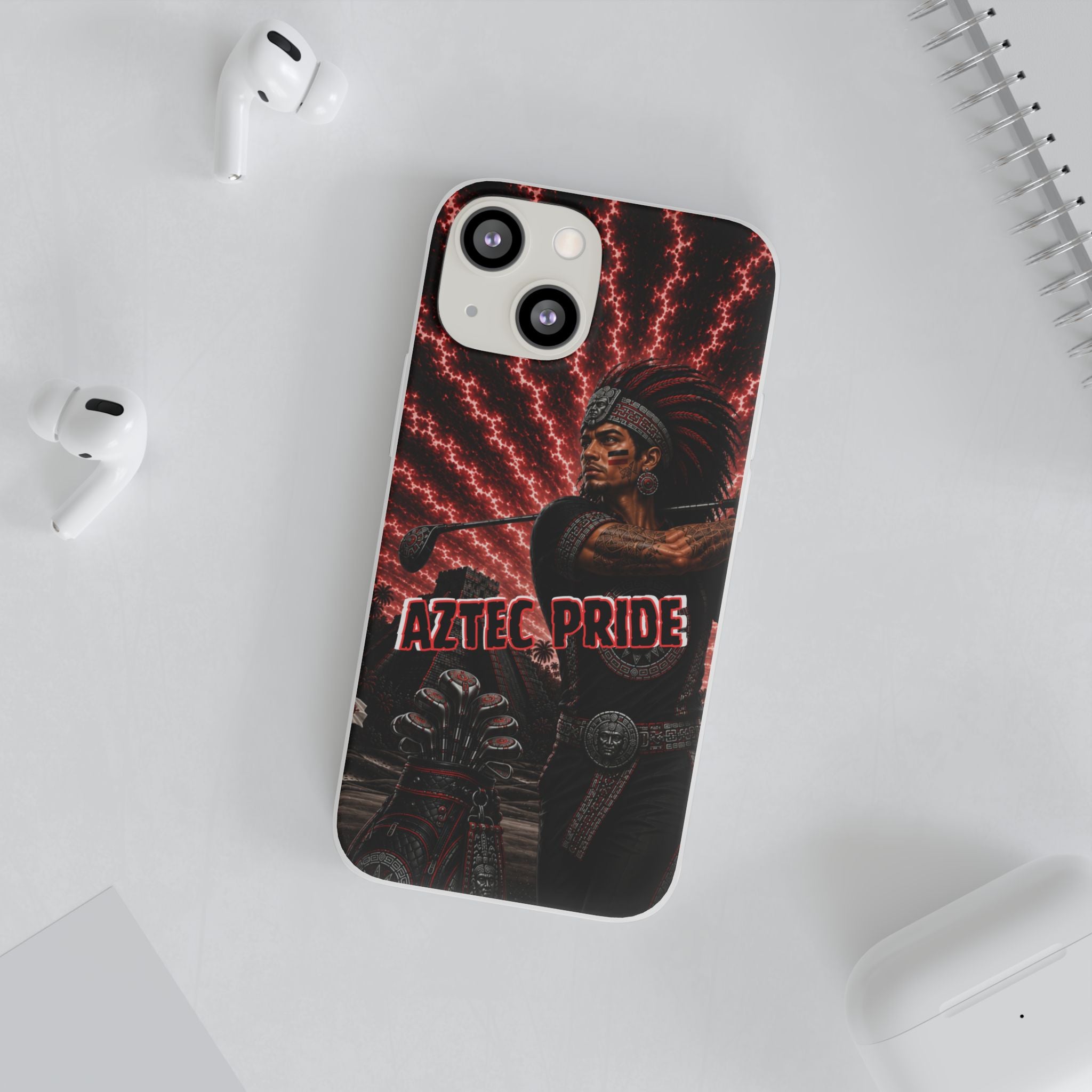 Aztec Golf Male Warrior – Flexi Phone Case (iPhone & Samsung • Clear TPU • Made & Shipped in the USA • 🚚 FREE USA Shipping • Personalized Option)