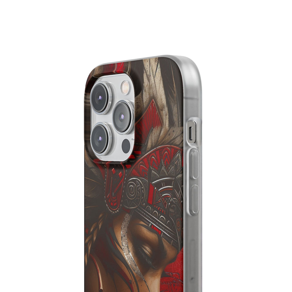 Aztec Sun Goddess – Flexi Phone Case (iPhone & Samsung • Clear TPU • Made in USA • Personalized Option)