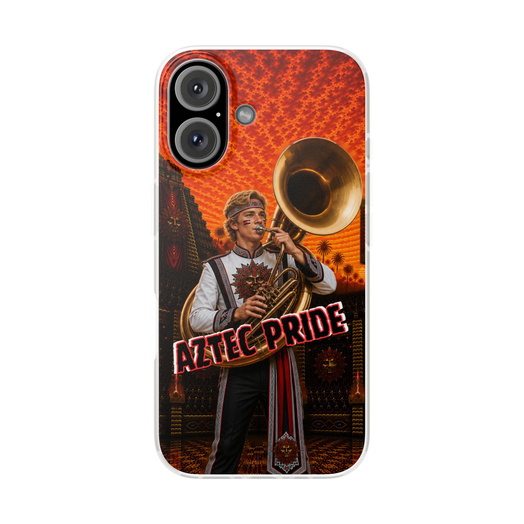 Aztec Band Warrior – Flexi Phone Case (iPhone & Samsung • Clear TPU • Made & Shipped in the USA • 🚚 FREE USA Shipping • Personalized Option)