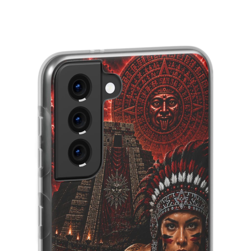 Aztec Track & Field Female Warrior – Flexi Phone Case (iPhone & Samsung • Clear TPU • Made & Shipped in the USA • 🚚 FREE USA Shipping • Personalized Option)