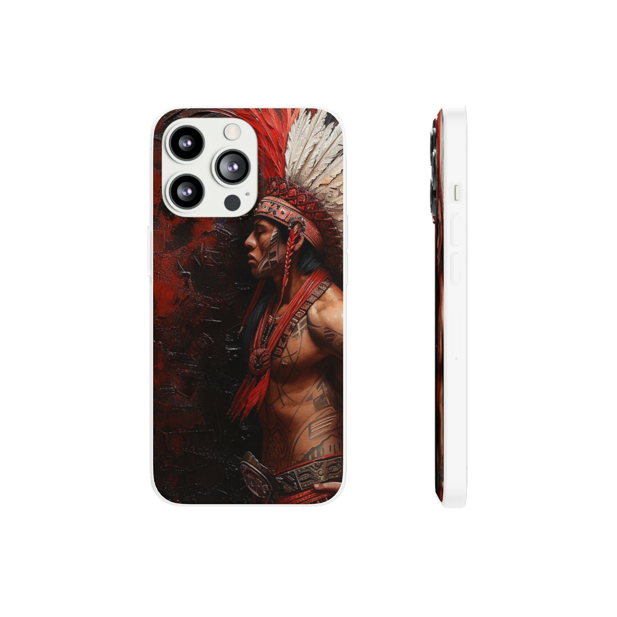 Aztec Noble Warrior – Flexi Phone Case (iPhone & Samsung • Clear TPU • Made in USA • Personalized Option)