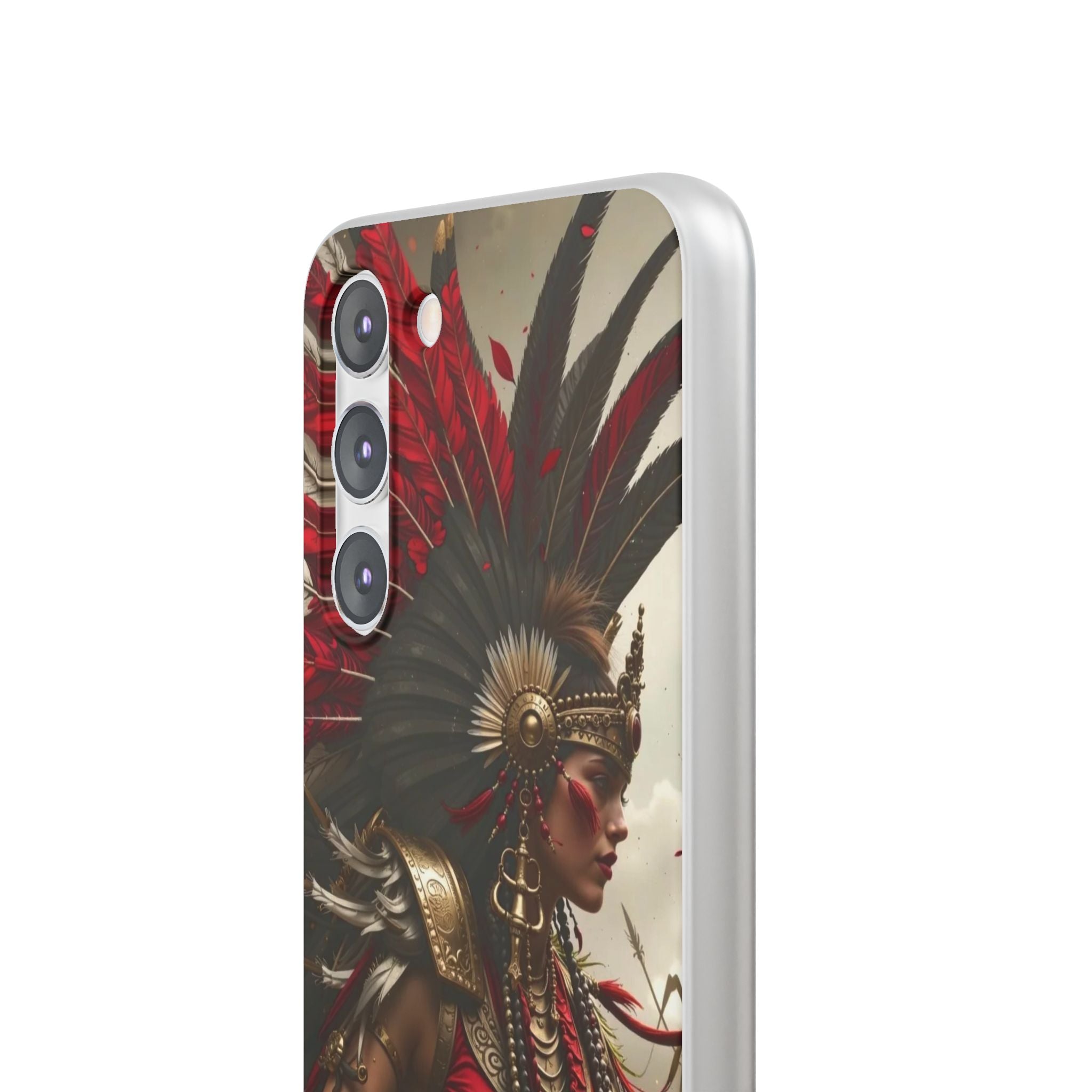 Aztec Warrior Queen – Flexi Phone Case (iPhone & Samsung • Clear TPU • Made in USA • Personalized Option)