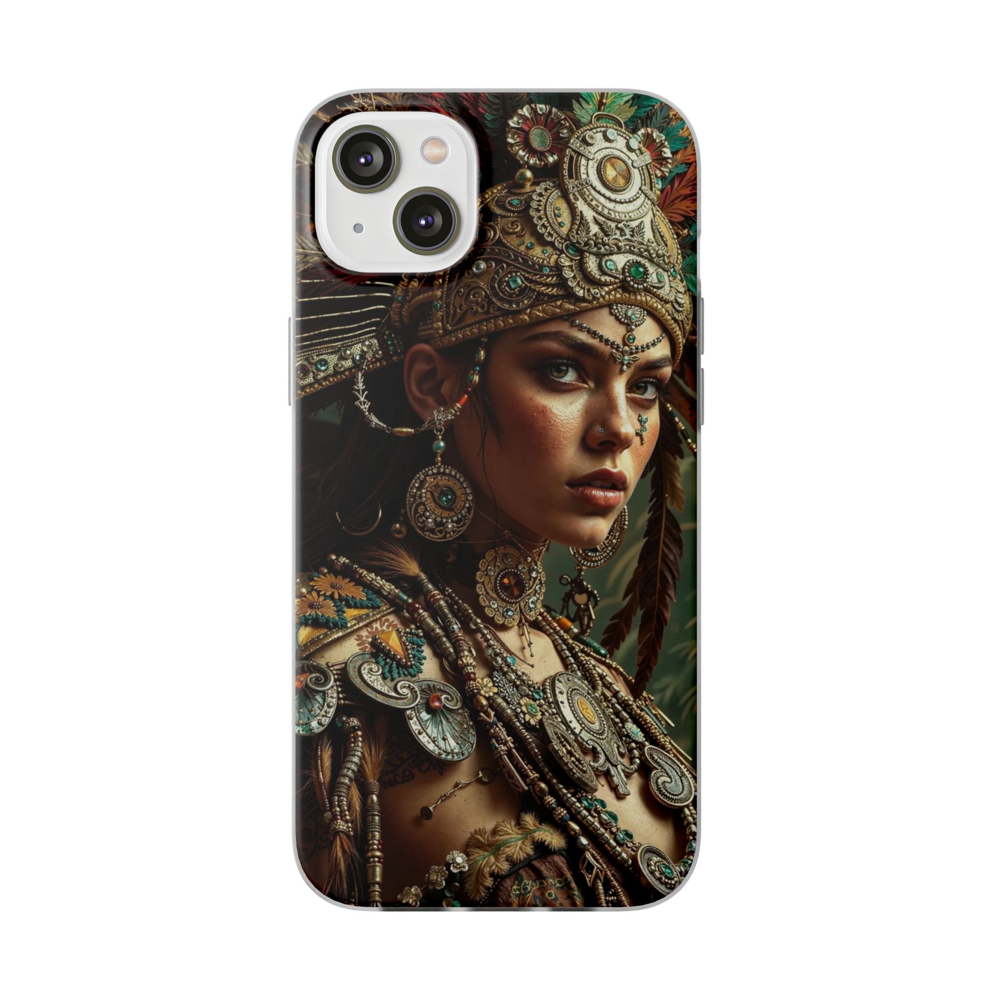 Aztec Warrior Goddess – Flexi Phone Case (iPhone & Samsung • Clear TPU • Made in USA • Personalized Option)