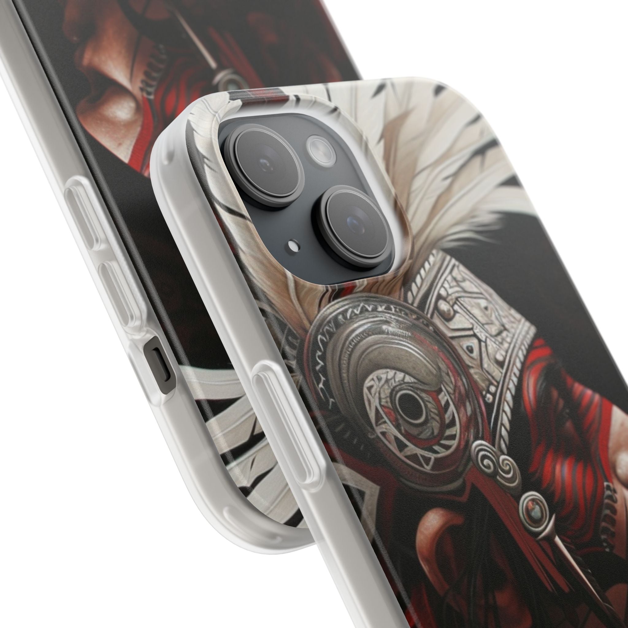 Aztec Warrior King – Flexi Phone Case (iPhone & Samsung • Clear TPU • Made in USA • Personalized Option)