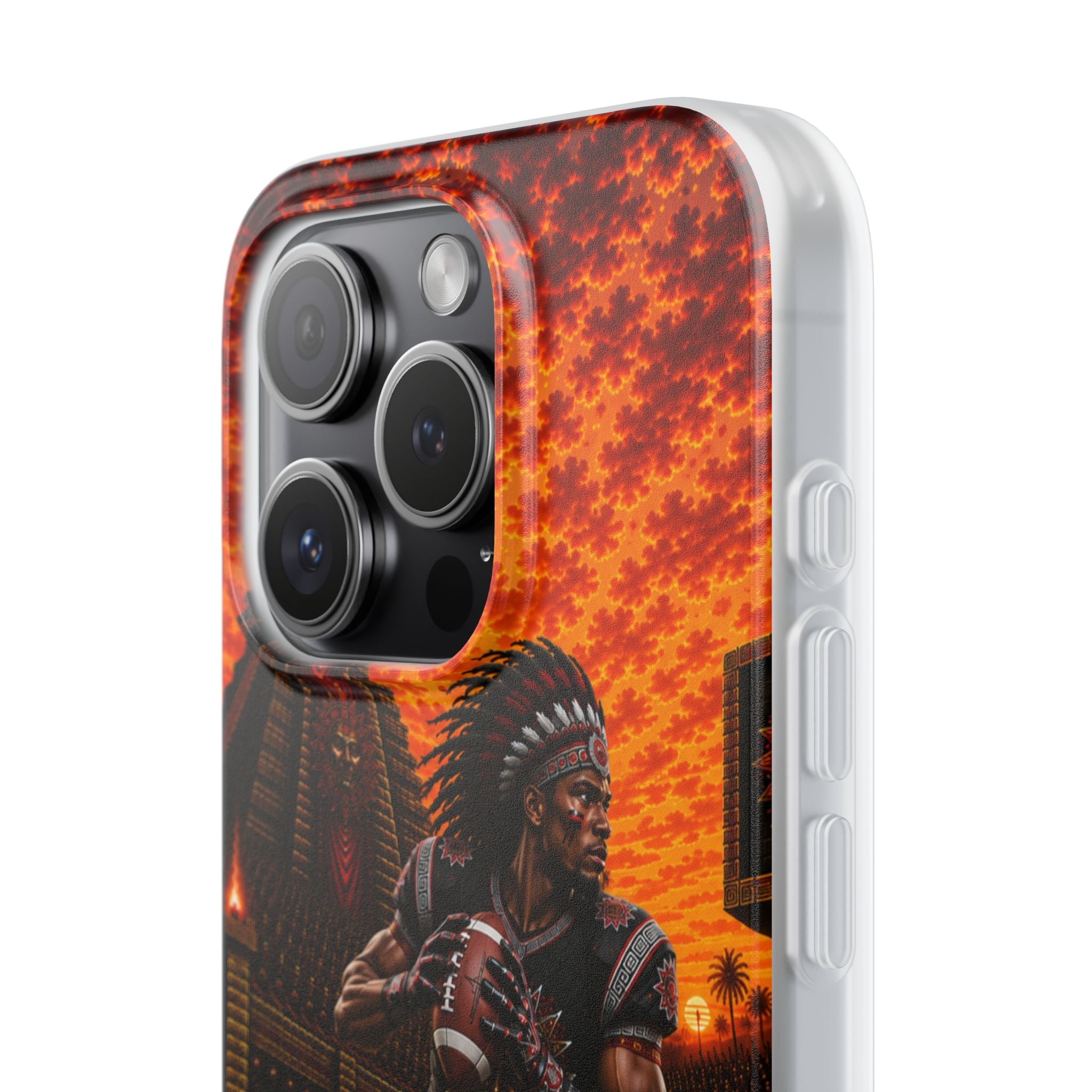 Aztec Football Warrior – Flexi Phone Case (iPhone & Samsung • Clear TPU • Made & Shipped in the USA • 🚚 FREE USA Shipping • Personalized Option)