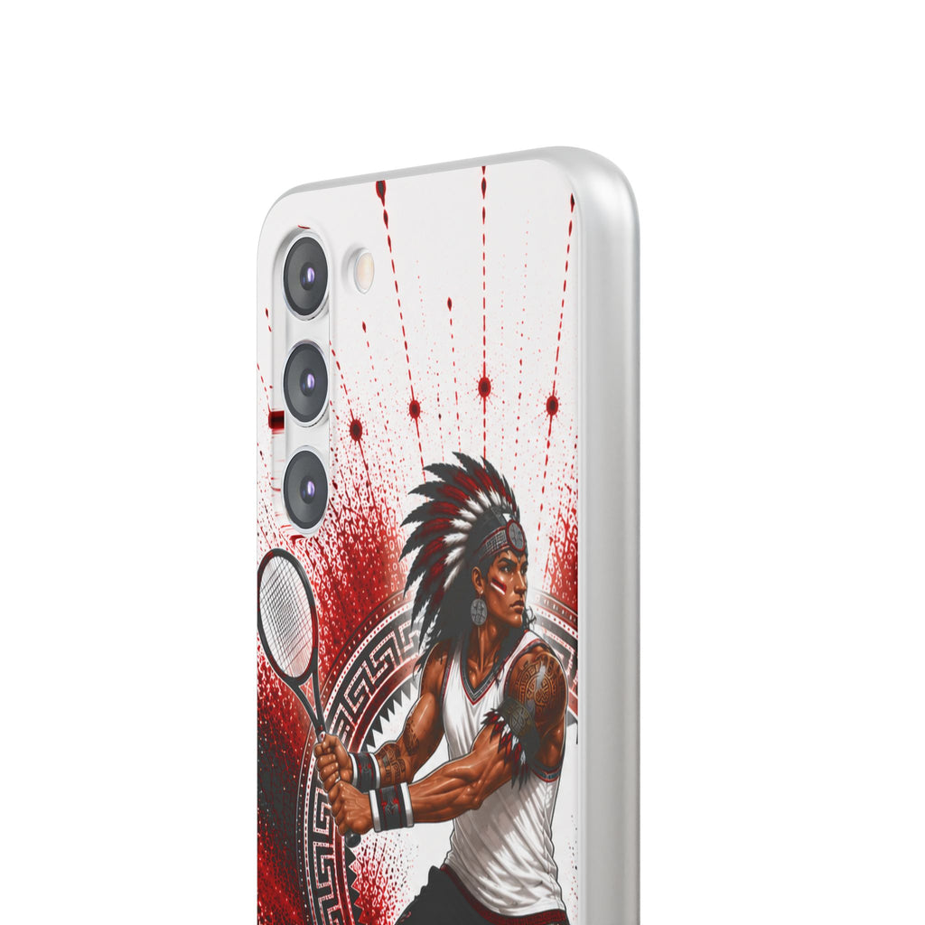 Aztec Tennis Male Warrior – Flexi Phone Case (iPhone & Samsung • Clear TPU • Made & Shipped in the USA • 🚚 FREE USA Shipping • Personalized Option)