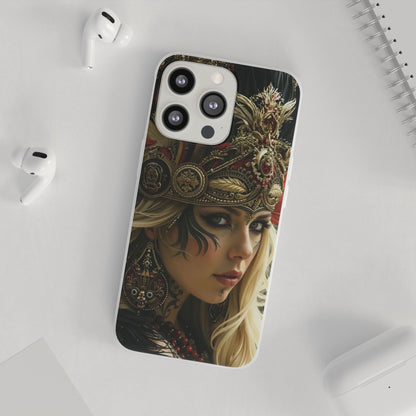 Aztec Fireheart Queen – Flexi Phone Case (iPhone & Samsung • Clear TPU • Made in USA • Personalized Option)