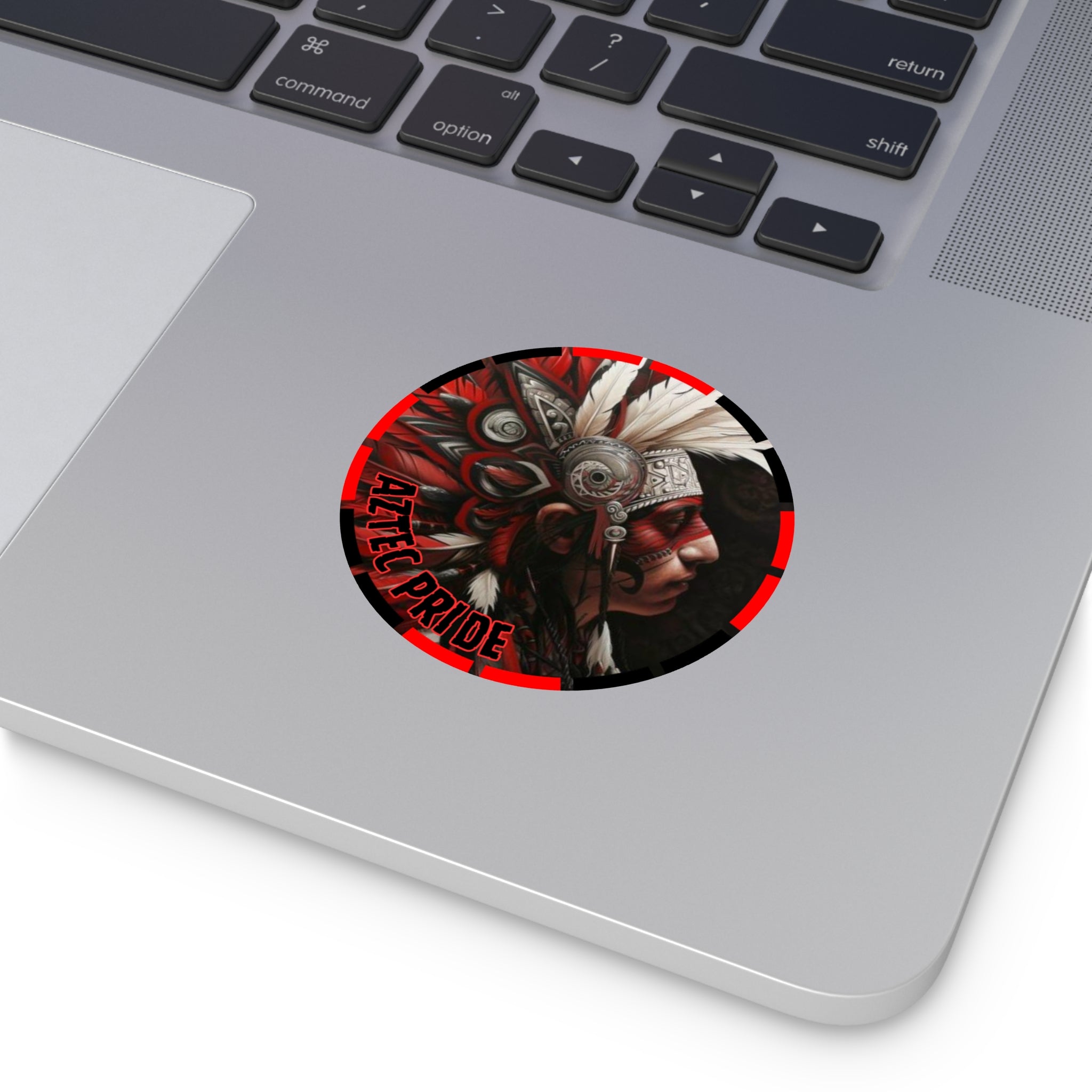 Aztec Warrior King Round Vinyl Sticker – Waterproof Matte Decal (2”–6”)