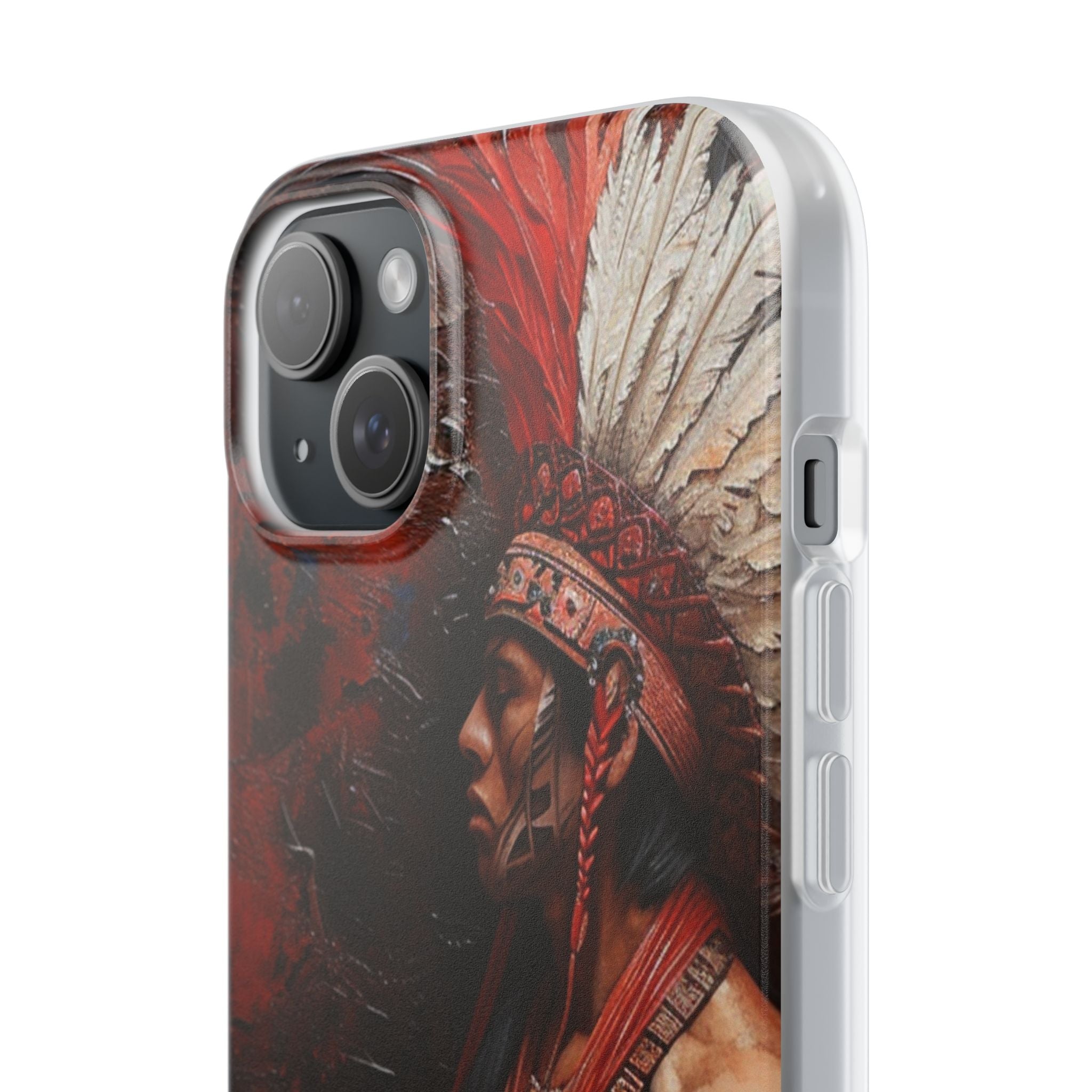 Aztec Noble Warrior – Flexi Phone Case (iPhone & Samsung • Clear TPU • Made in USA • Personalized Option)