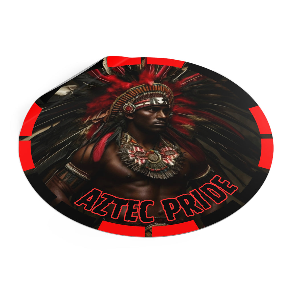 Aztec Panther Warrior Round Vinyl Sticker – Waterproof Matte Decal (2”–6”)