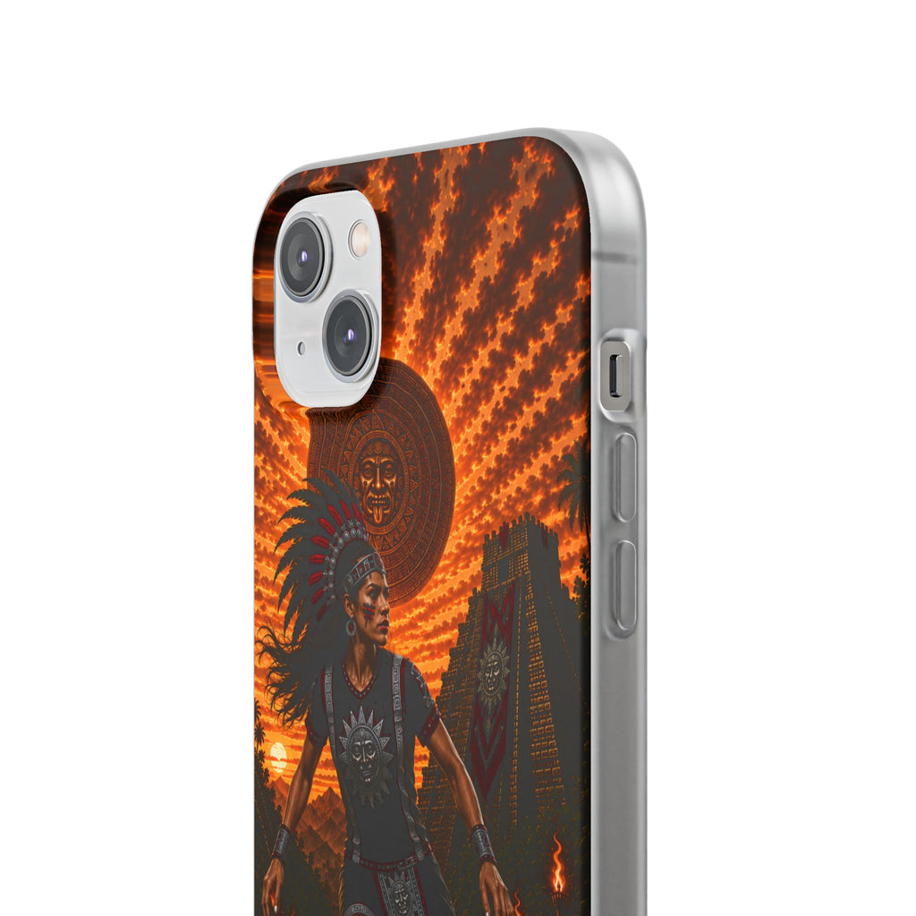 Aztec Soccer Female Warrior – Flexi Phone Case (iPhone & Samsung • Clear TPU • Made & Shipped in the USA • 🚚 FREE USA Shipping • Personalized Option)