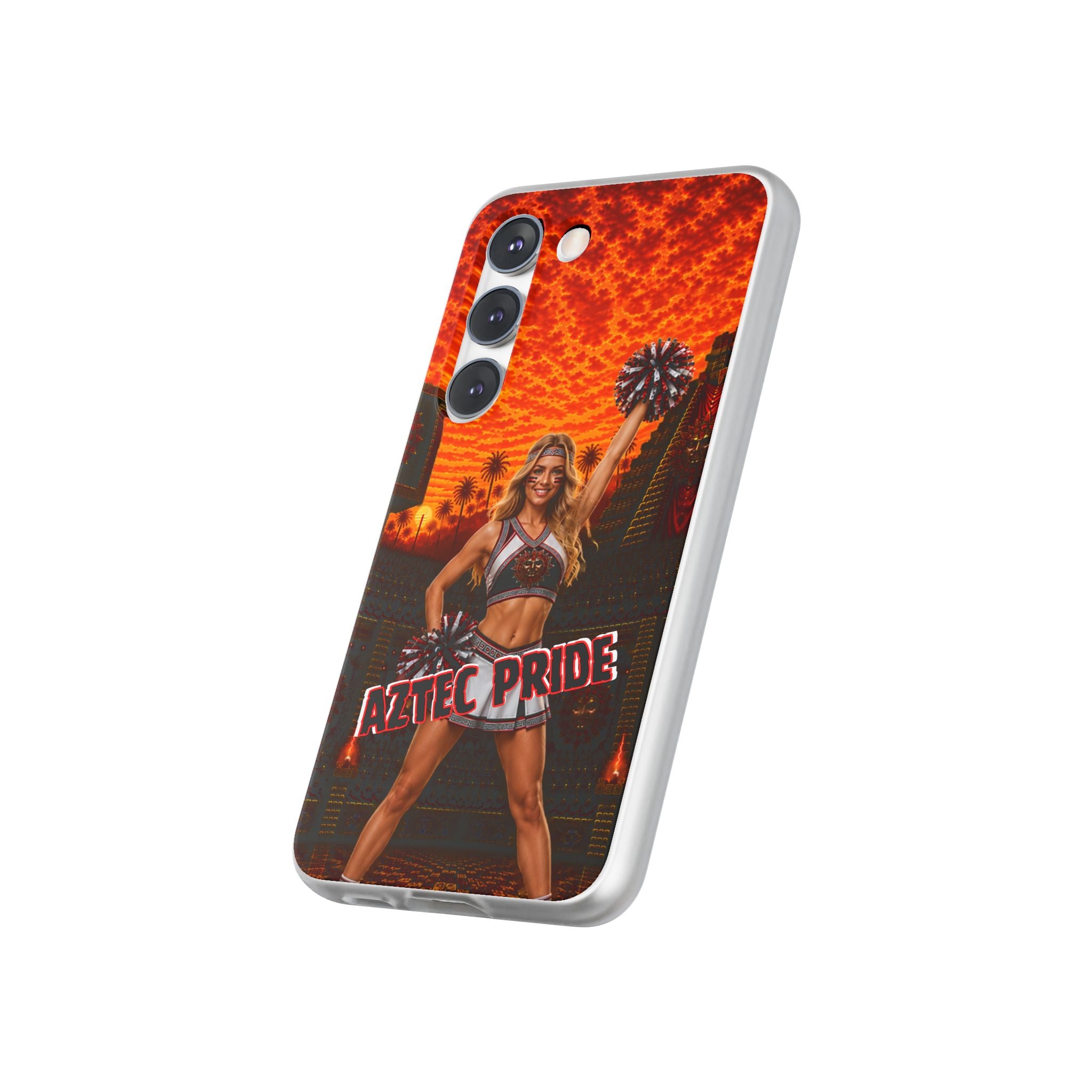 Aztec Cheerleader Warrior – Flexi Phone Case (iPhone & Samsung • Clear TPU • Made & Shipped in the USA • 🚚 FREE USA Shipping • Personalized Option)