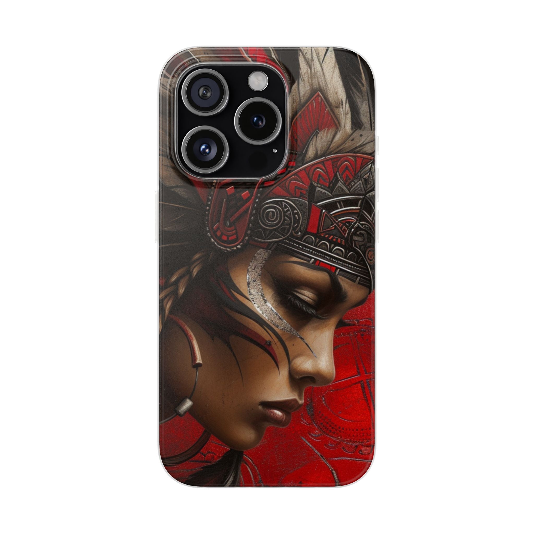 Aztec Sun Goddess – Flexi Phone Case (iPhone & Samsung • Clear TPU • Made in USA • Personalized Option)
