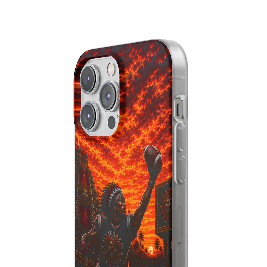 Aztec Football Warrior – Flexi Phone Case (iPhone & Samsung • Clear TPU • Made & Shipped in the USA • 🚚 FREE USA Shipping • Personalized Option)