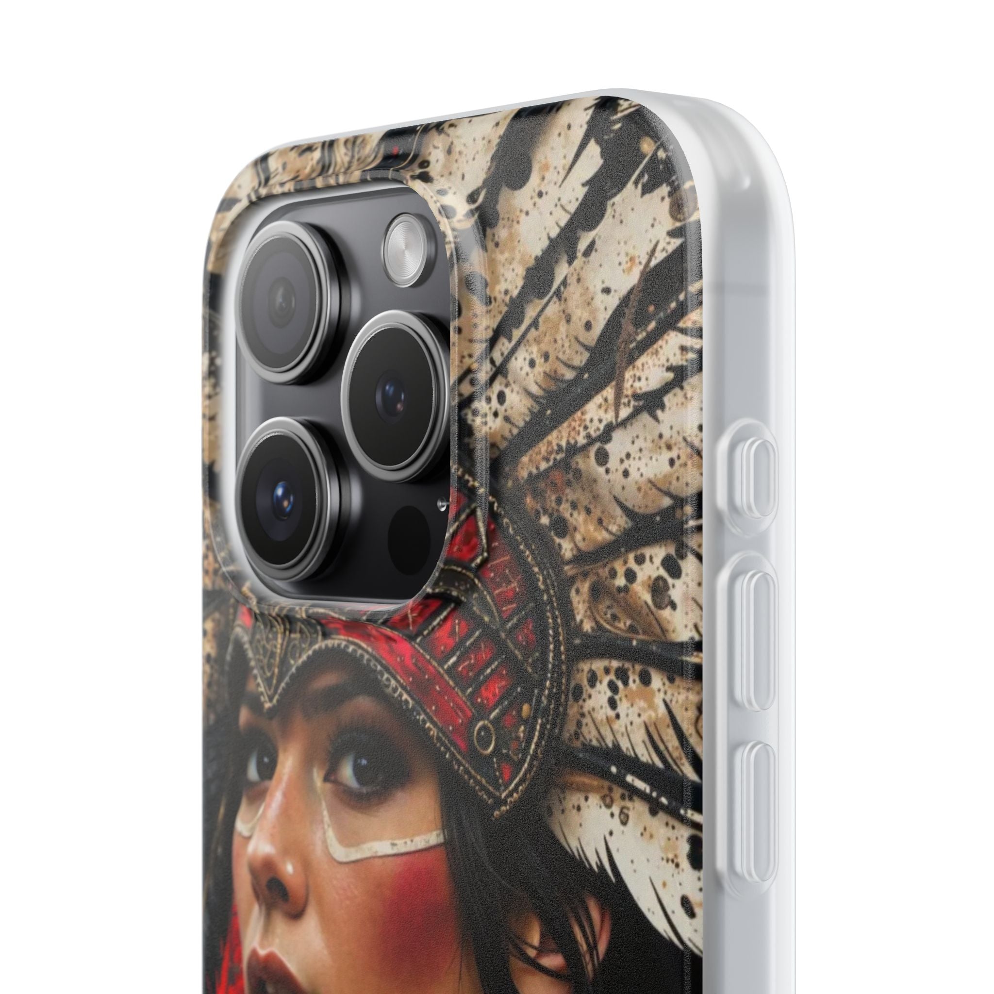 Aztec Moon Goddess – Flexi Phone Case (iPhone & Samsung • Clear TPU • Made in USA • Personalized Option)