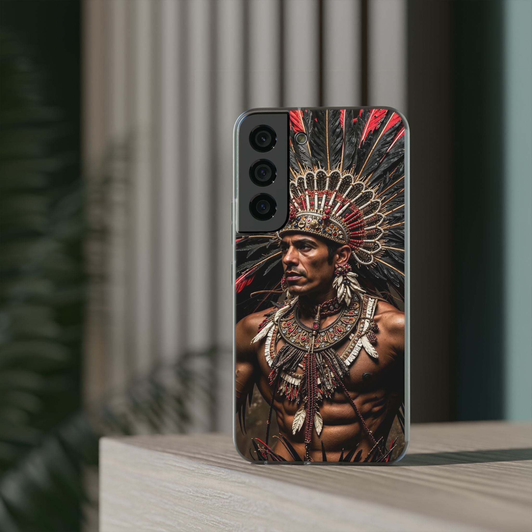 Aztec Sun Guardian – Flexi Phone Case (iPhone & Samsung • Clear TPU • Made in USA • Personalized Option)