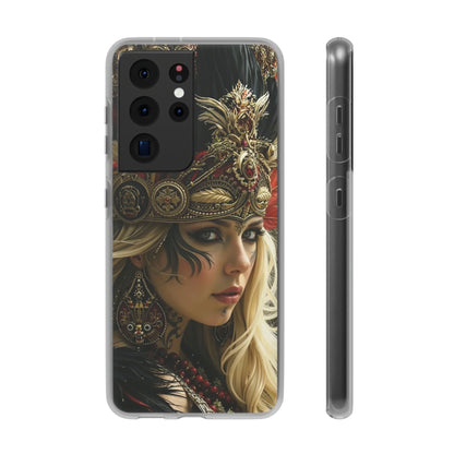 Aztec Fireheart Queen – Flexi Phone Case (iPhone & Samsung • Clear TPU • Made in USA • Personalized Option)