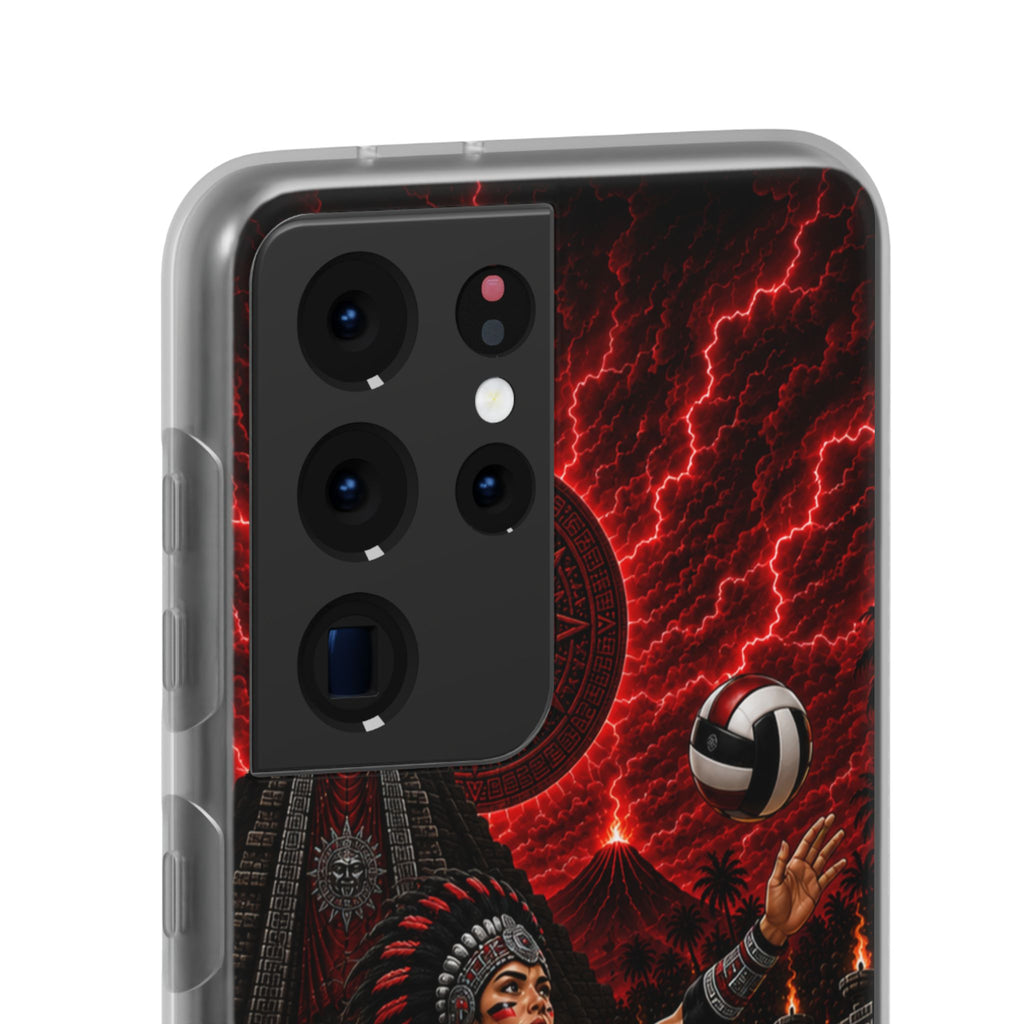 Aztec Volleyball Warrior – Flexi Phone Case (iPhone & Samsung • Clear TPU • Made & Shipped in the USA • 🚚 FREE USA Shipping • Personalized Option)