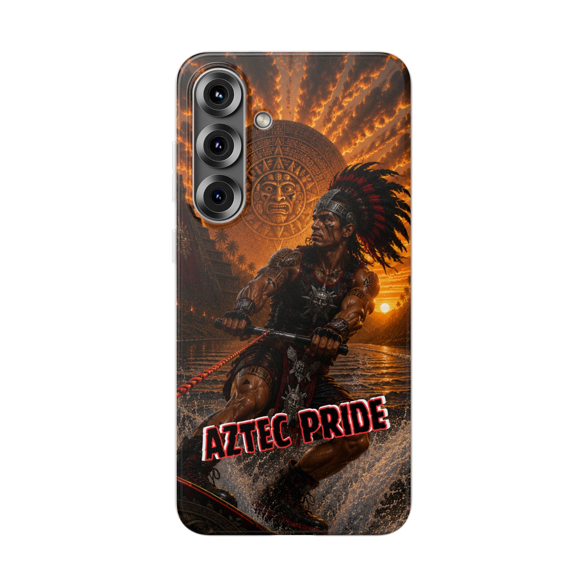 Aztec Wakeboard Male Warrior – Flexi Phone Case (iPhone & Samsung • Clear TPU • Made & Shipped in the USA • 🚚 FREE USA Shipping • Personalized Option)