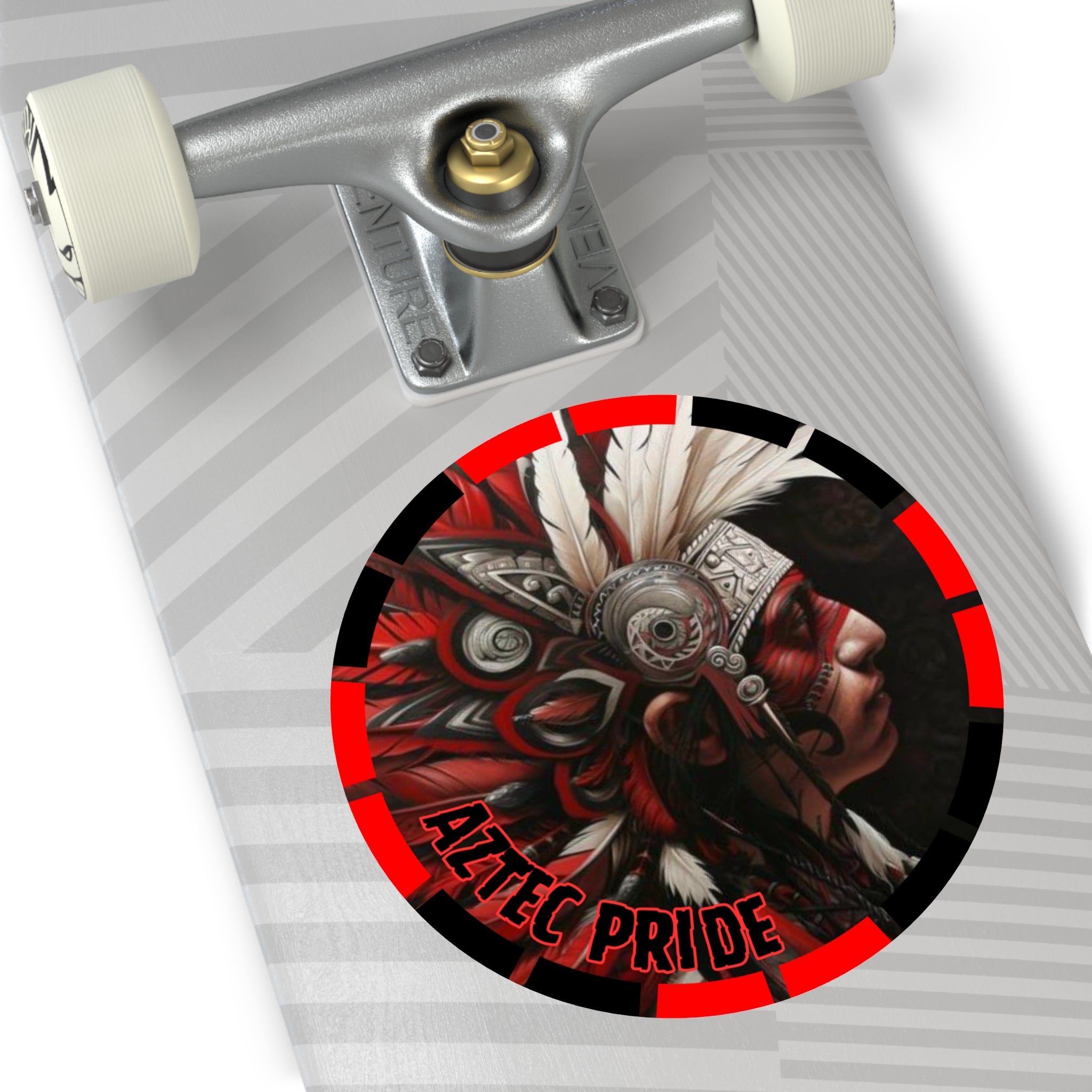 Aztec Warrior King Round Vinyl Sticker – Waterproof Matte Decal (2”–6”)