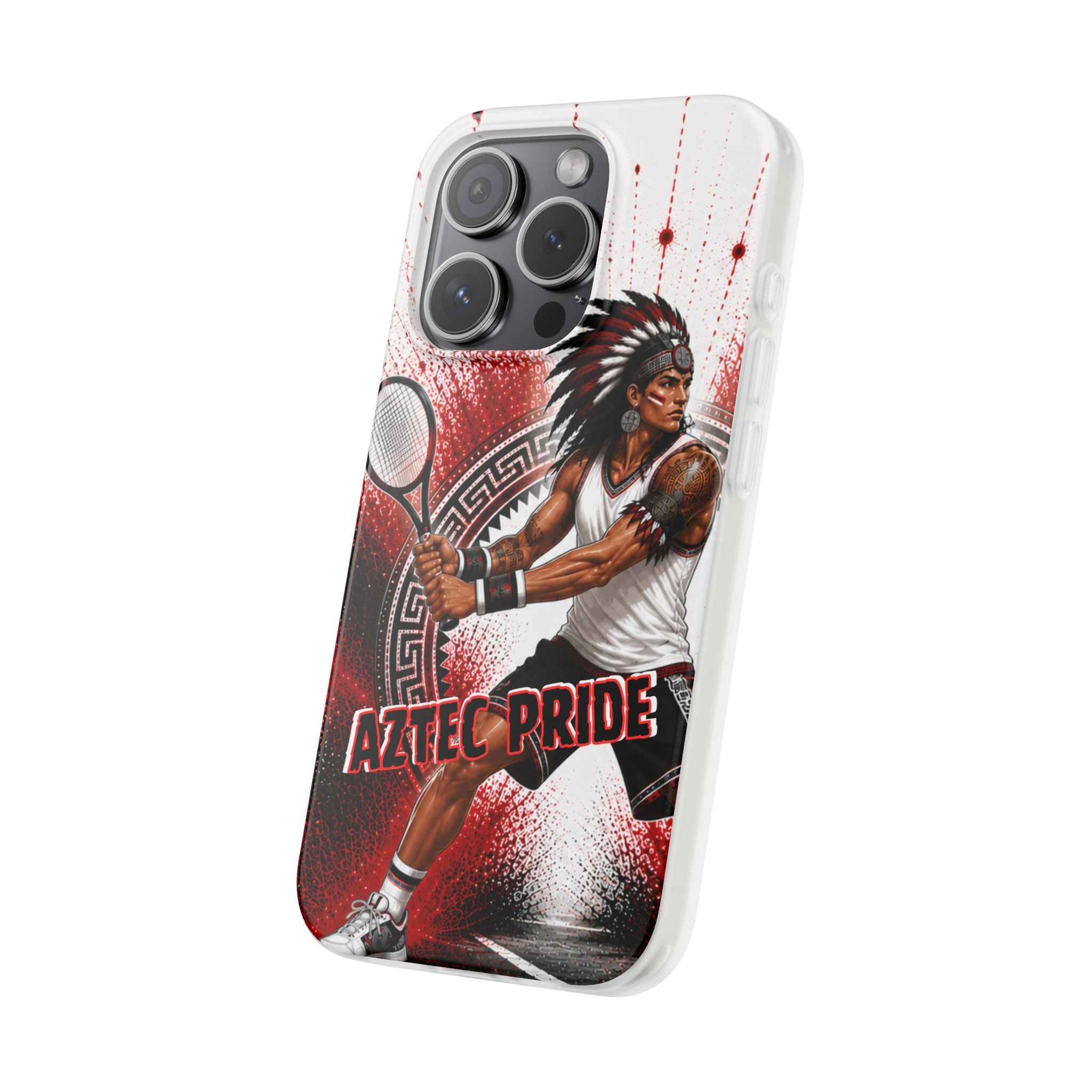 Aztec Tennis Male Warrior – Flexi Phone Case (iPhone & Samsung • Clear TPU • Made & Shipped in the USA • 🚚 FREE USA Shipping • Personalized Option)