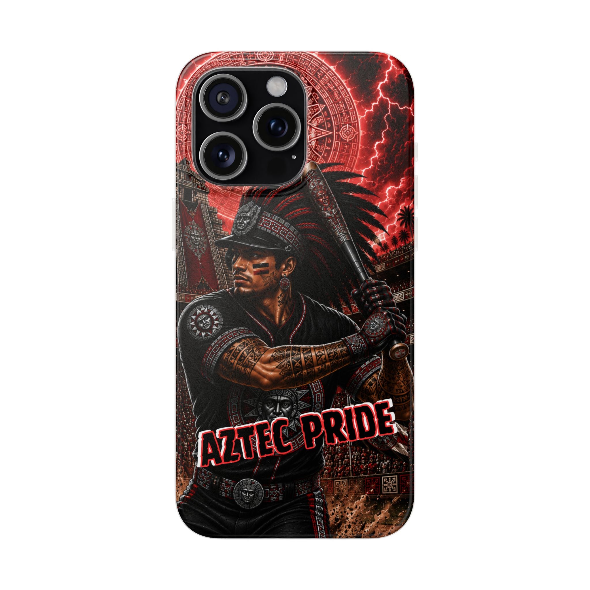 Aztec Baseball Warrior – Flexi Phone Case (iPhone & Samsung • Clear TPU • Made & Shipped in the USA • 🚚 FREE USA Shipping • Personalized Option)