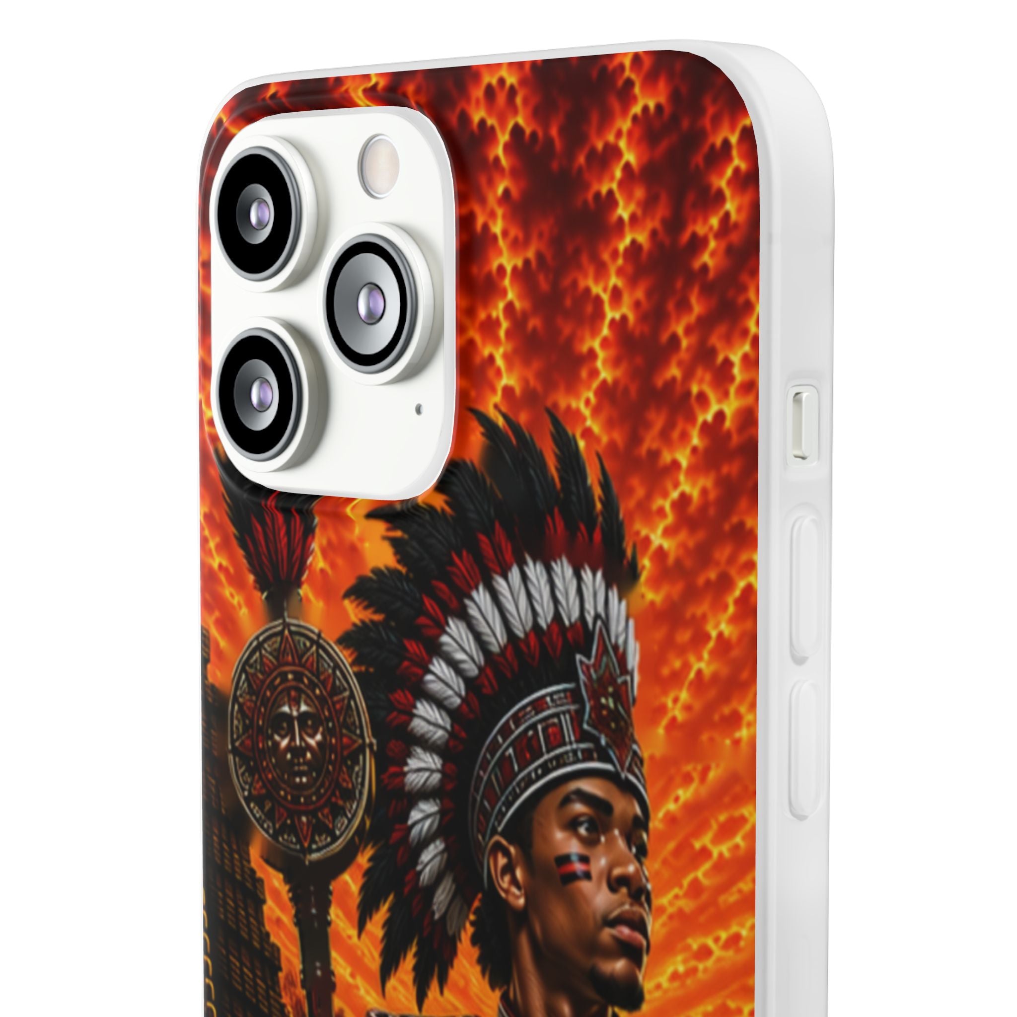 Aztec Drum Major Warrior – Flexi Phone Case (iPhone & Samsung • Clear TPU • Made & Shipped in the USA • 🚚 FREE USA Shipping • Personalized Option)