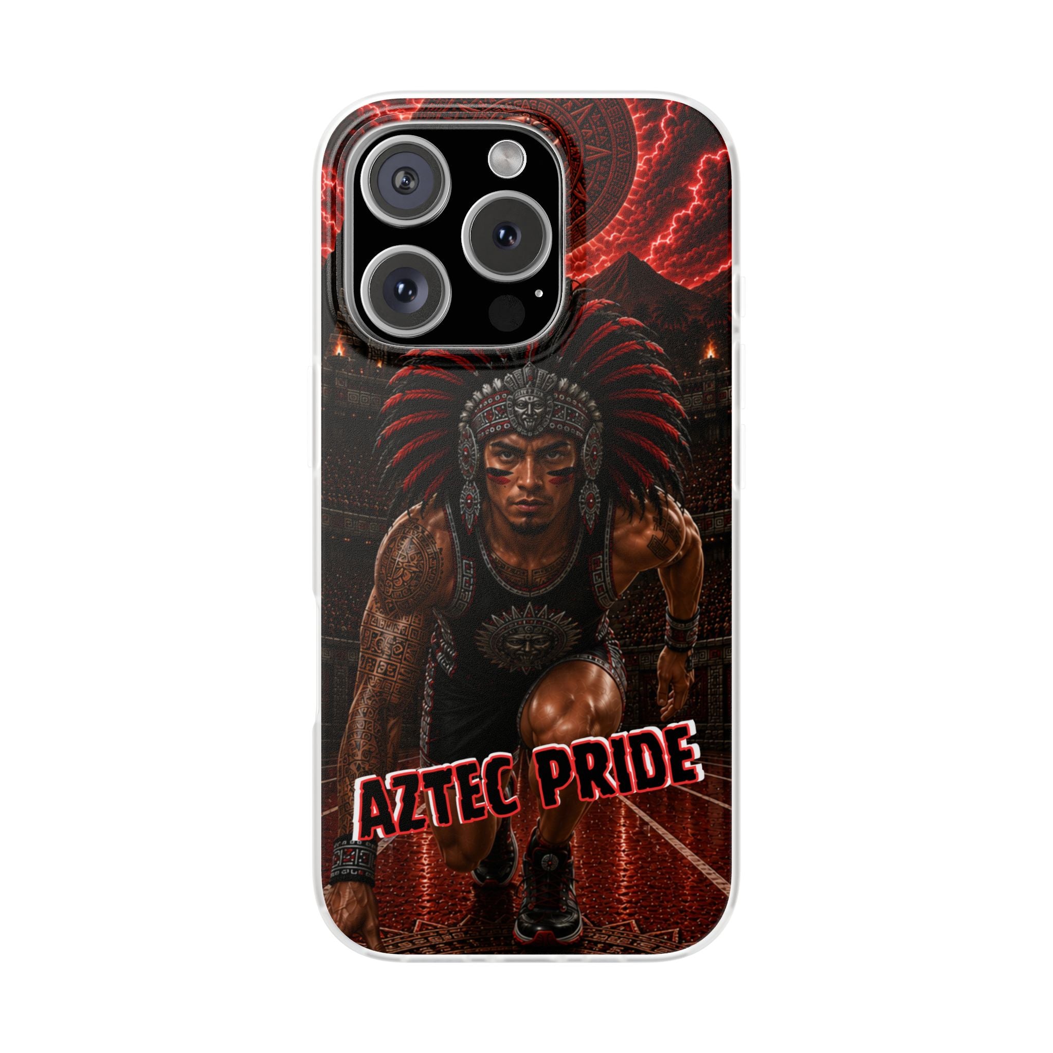 Aztec Track & Field Male Warrior – Flexi Phone Case (iPhone & Samsung • Clear TPU • Made & Shipped in the USA • 🚚 FREE USA Shipping • Personalized Option)
