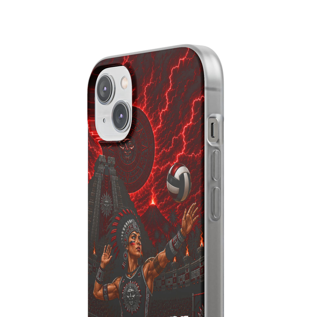Aztec Volleyball Warrior – Flexi Phone Case (iPhone & Samsung • Clear TPU • Made & Shipped in the USA • 🚚 FREE USA Shipping • Personalized Option)