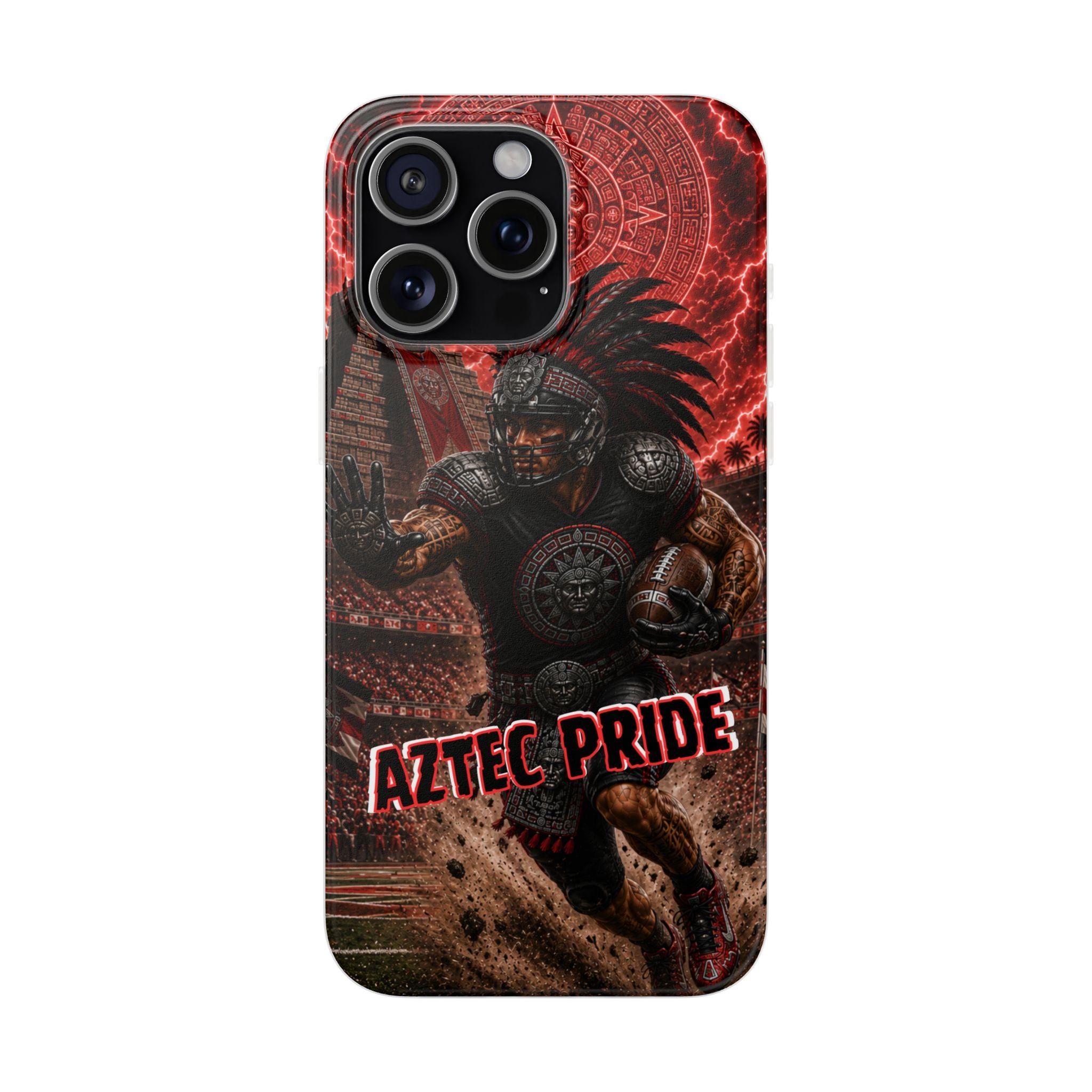 Aztec Football Warrior – Flexi Phone Case (iPhone & Samsung • Clear TPU • Made in USA • Personalized Option)