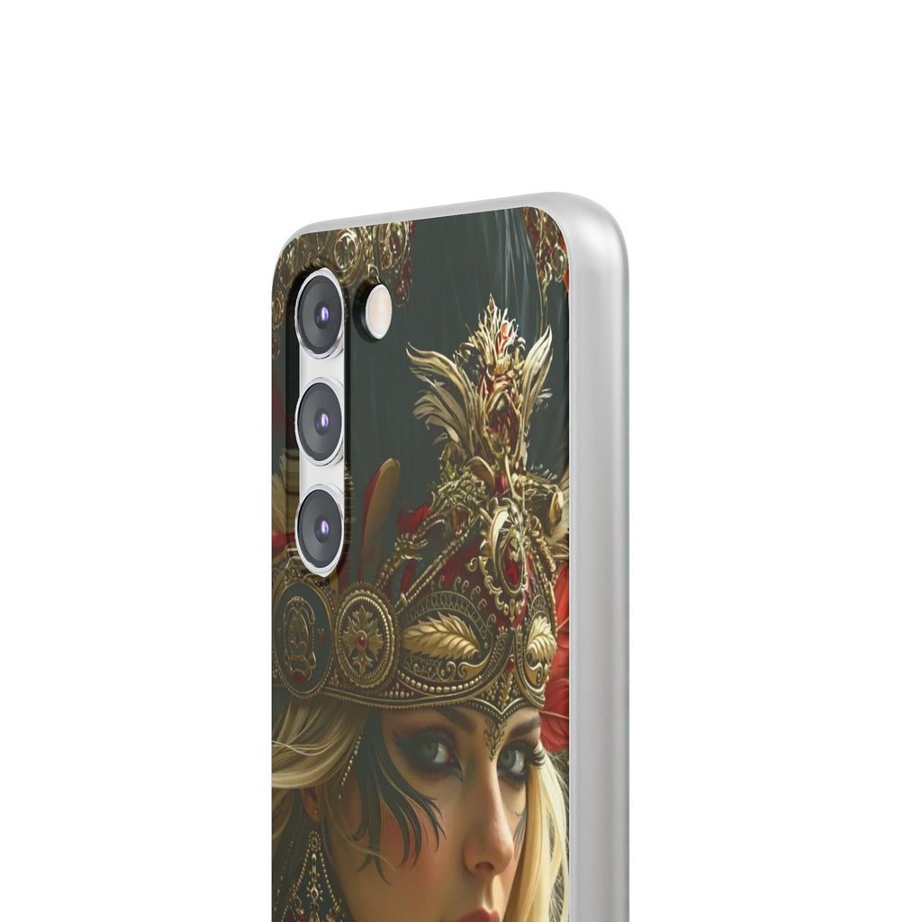 Aztec Fireheart Queen – Flexi Phone Case (iPhone & Samsung • Clear TPU • Made in USA • Personalized Option)