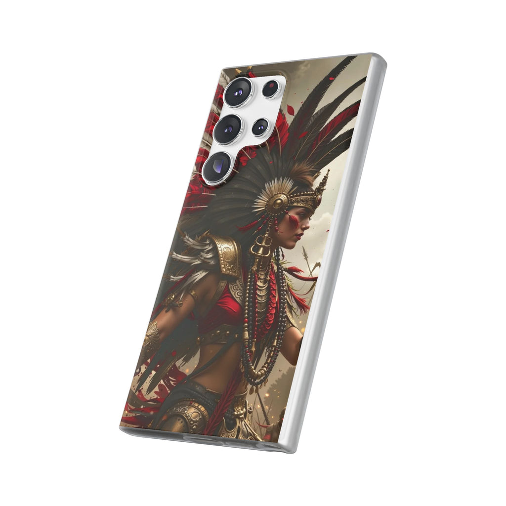 Aztec Warrior Queen – Flexi Phone Case (iPhone & Samsung • Clear TPU • Made in USA • Personalized Option)