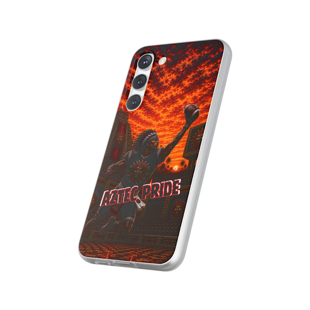 Aztec Football Warrior – Flexi Phone Case (iPhone & Samsung • Clear TPU • Made & Shipped in the USA • 🚚 FREE USA Shipping • Personalized Option)