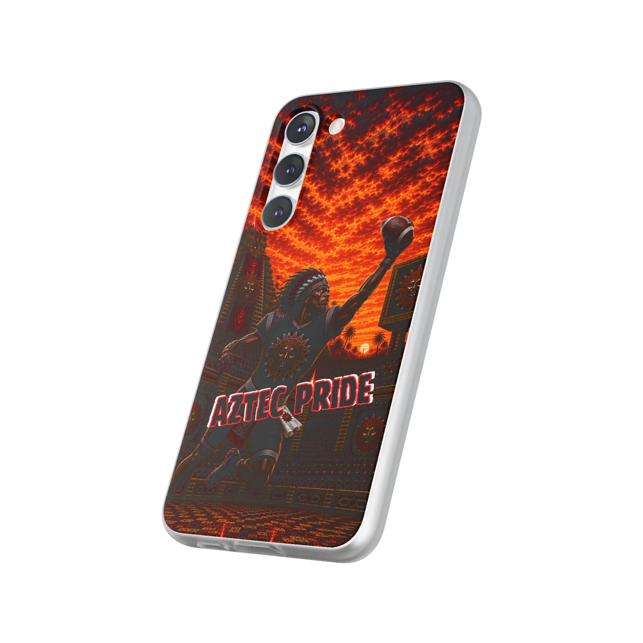 Aztec Football Warrior – Flexi Phone Case (iPhone & Samsung • Clear TPU • Made & Shipped in the USA • 🚚 FREE USA Shipping • Personalized Option)