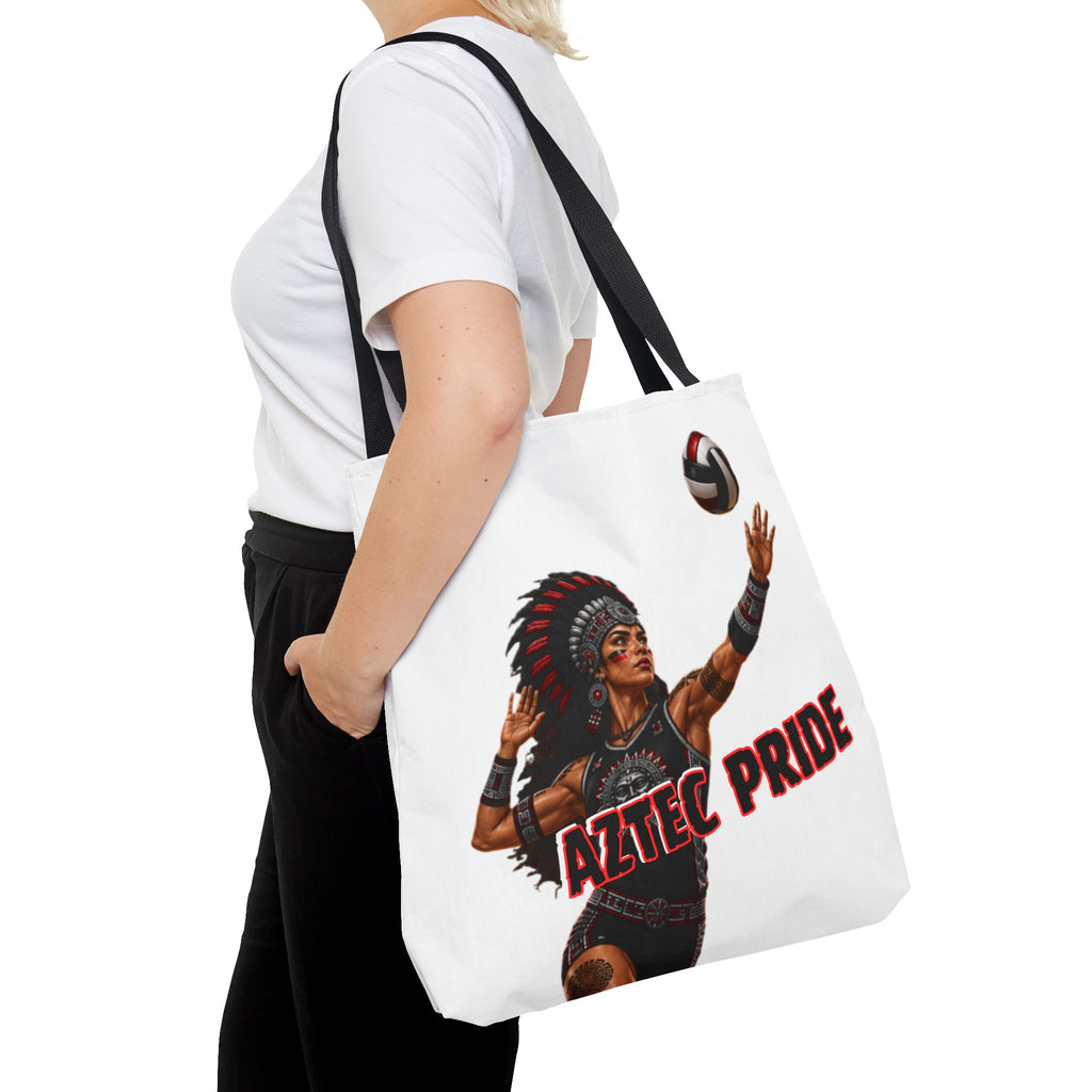 Aztec Volleyball Warrior Tote Bag | Aztec-Inspired AI Art • Made & Shipped in the USA • 🚚 FREE USA Shipping • FREE Personalization