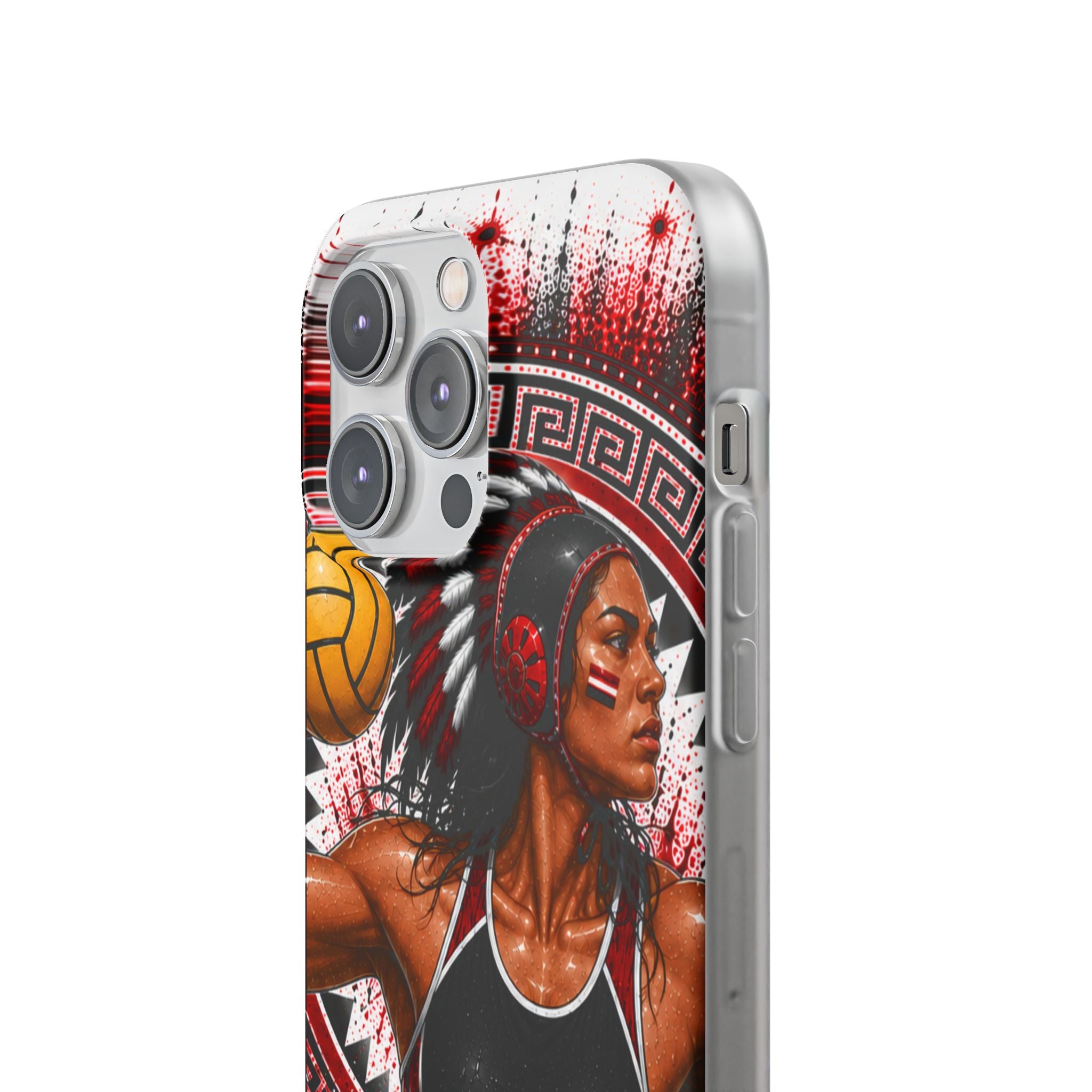 Aztec Water Polo Warrior – Flexi Phone Case (iPhone & Samsung • Clear TPU • Made in USA • Personalized Option)