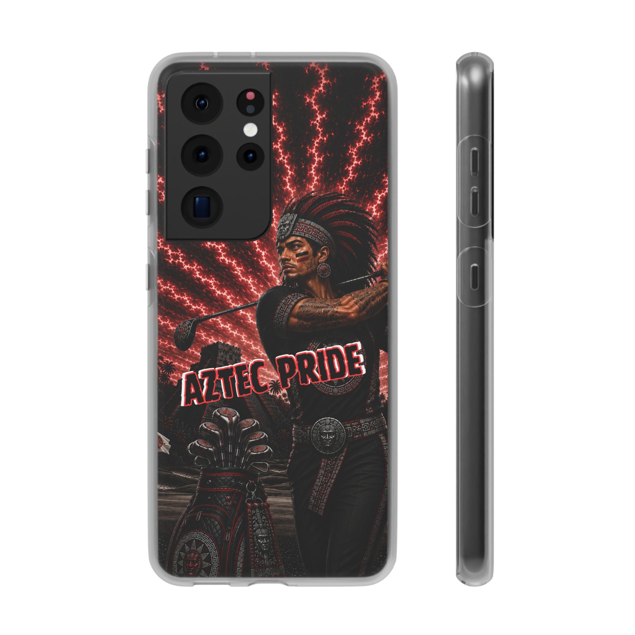 Aztec Golf Male Warrior – Flexi Phone Case (iPhone & Samsung • Clear TPU • Made & Shipped in the USA • 🚚 FREE USA Shipping • Personalized Option)