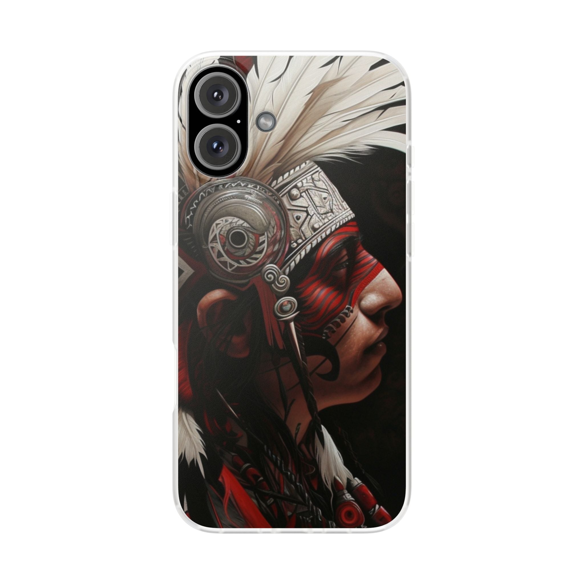 Aztec Warrior King – Flexi Phone Case (iPhone & Samsung • Clear TPU • Made in USA • Personalized Option)