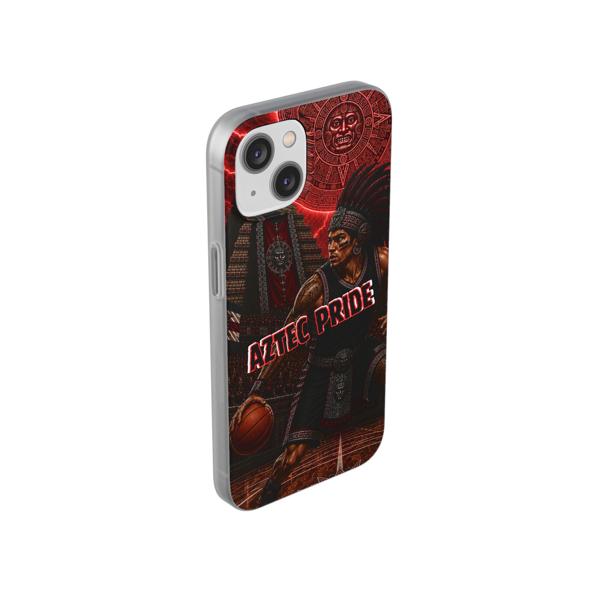 Aztec Basketall Warrior – Flexi Phone Case (iPhone & Samsung • Clear TPU • Made & Shipped in the USA • 🚚 FREE USA Shipping • Personalized Option)