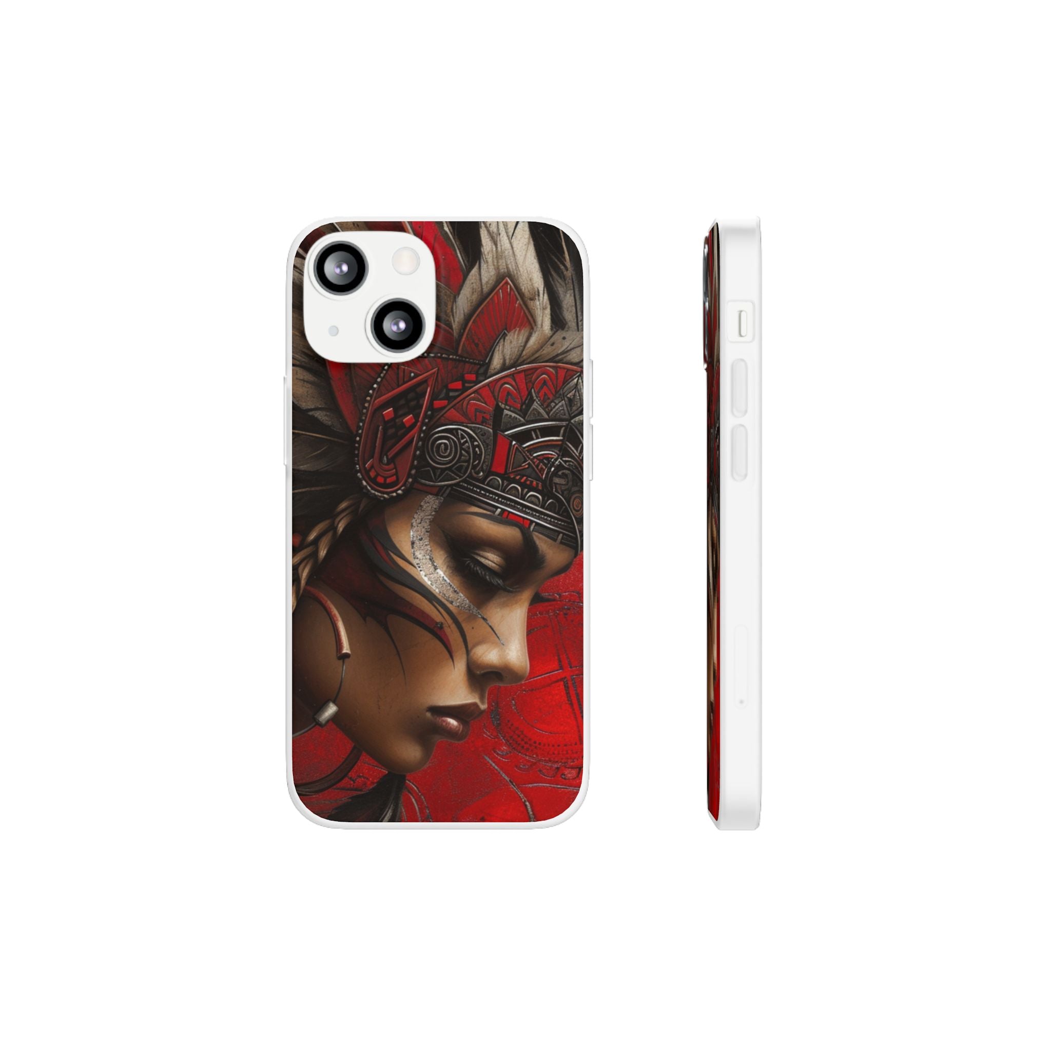 Aztec Sun Goddess – Flexi Phone Case (iPhone & Samsung • Clear TPU • Made in USA • Personalized Option)