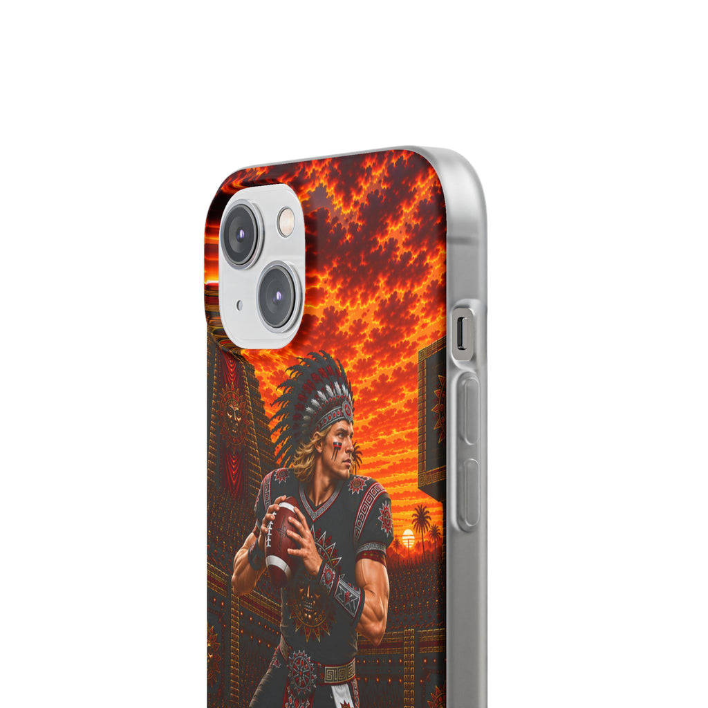 Aztec Football Warrior – Flexi Phone Case (iPhone & Samsung • Clear TPU • Made & Shipped in the USA • 🚚 FREE USA Shipping • Personalized Option)