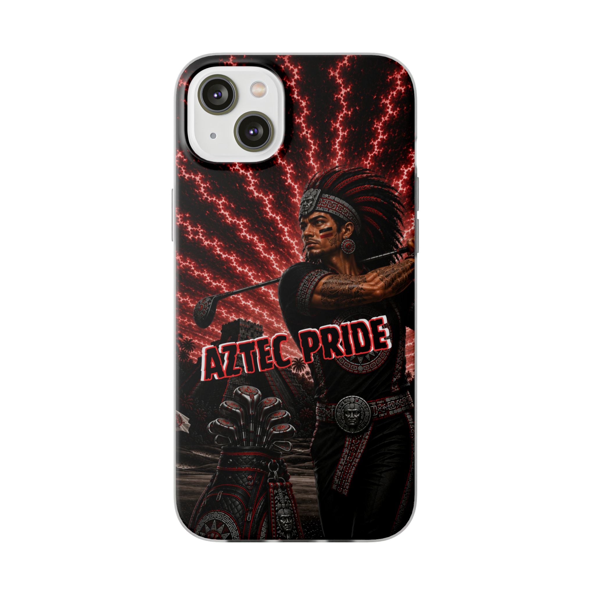 Aztec Golf Male Warrior – Flexi Phone Case (iPhone & Samsung • Clear TPU • Made & Shipped in the USA • 🚚 FREE USA Shipping • Personalized Option)
