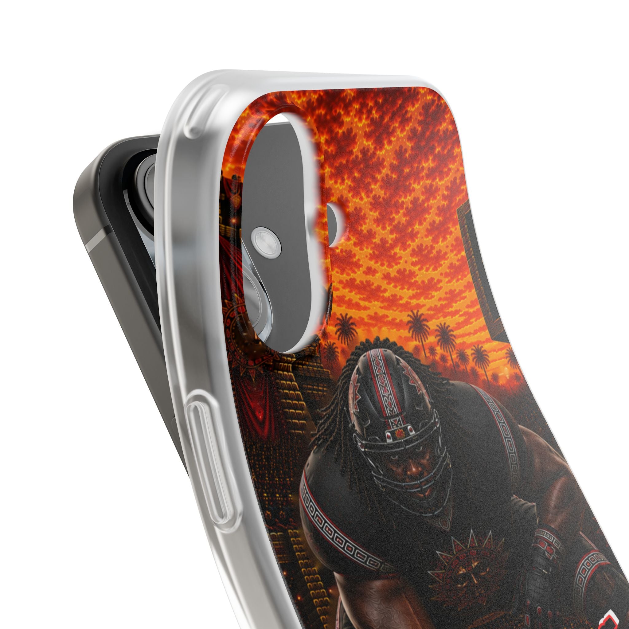 Aztec Football Warrior – Flexi Phone Case (iPhone & Samsung • Clear TPU • Made & Shipped in the USA • 🚚 FREE USA Shipping • Personalized Option)