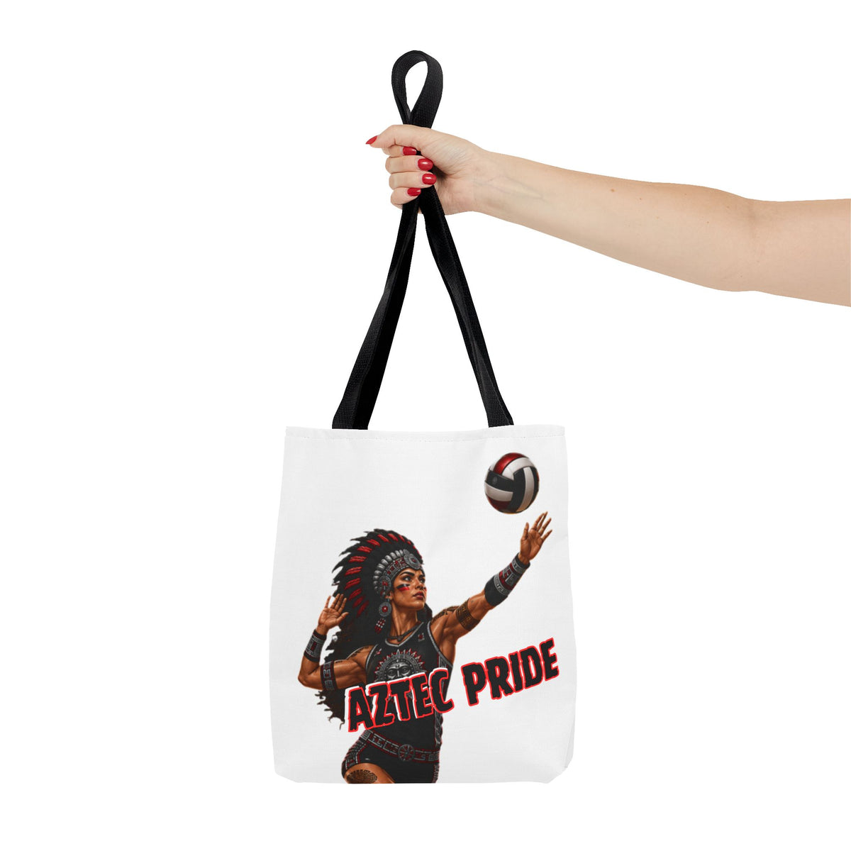 Aztec Volleyball Warrior Tote Bag | Aztec-Inspired AI Art • Made & Shipped in the USA • 🚚 FREE USA Shipping • FREE Personalization