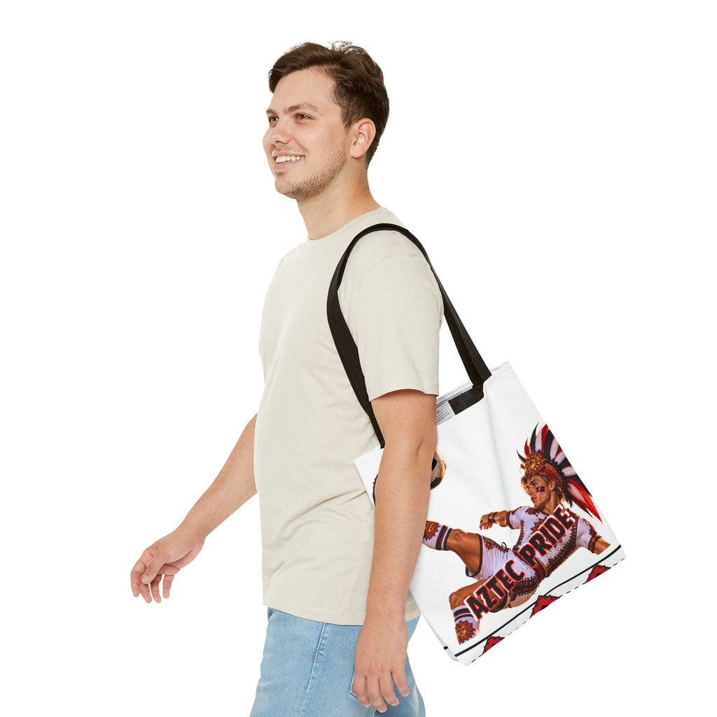 Aztec Soccer Warrior Tote Bag | Aztec-Inspired AI Art • Made & Shipped in the USA • 🚚 FREE USA Shipping • FREE Personalization