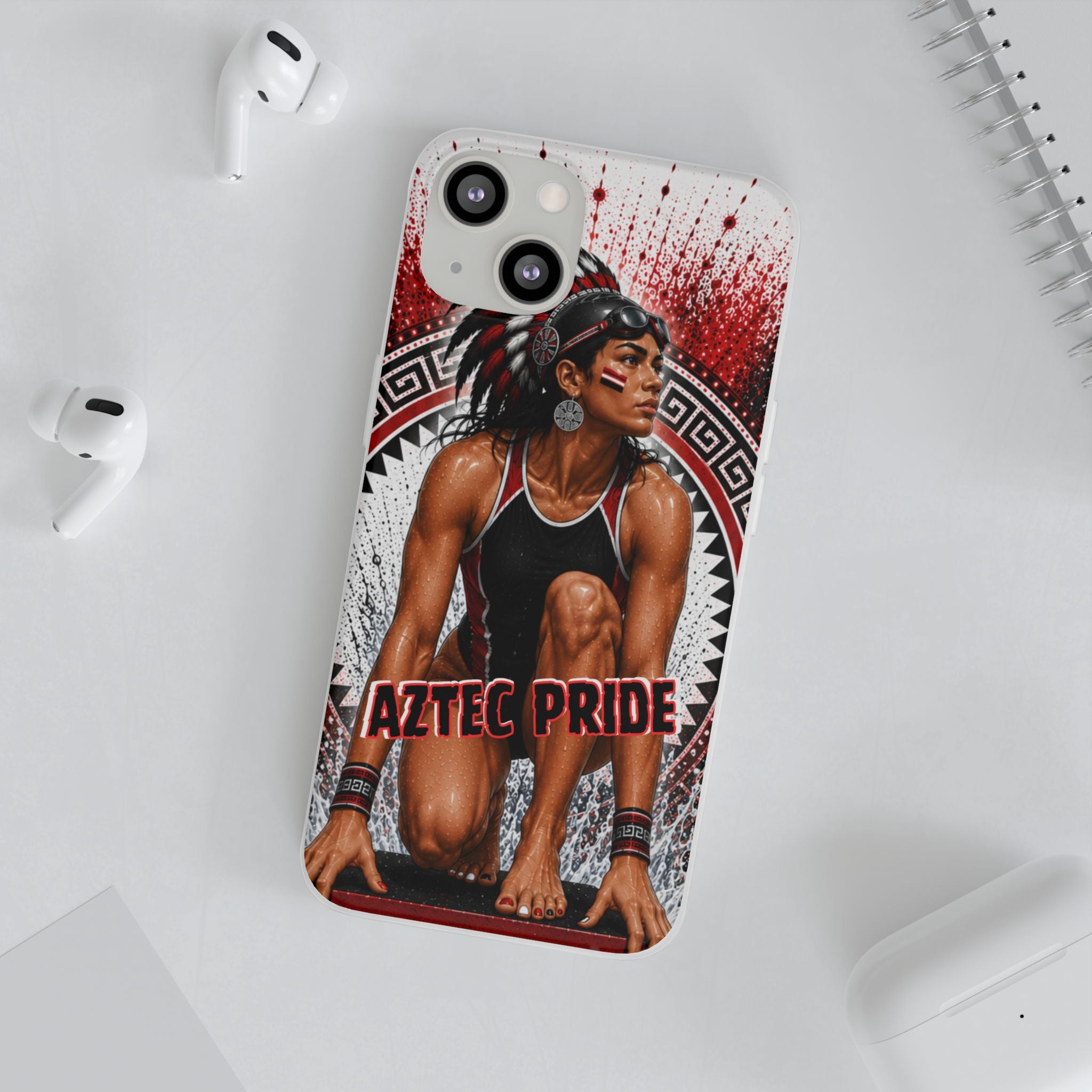 Aztec Swim & Dive Warrior – Flexi Phone Case (iPhone & Samsung • Clear TPU • Made & Shipped in the USA • 🚚 FREE USA Shipping • Personalized Option)